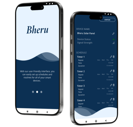 Bheru smart-timer mobile app on two phones