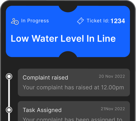 Low water level service ticket with complaint timeline