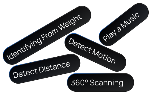 Key features: identifying from weight, play a music, detect motion, detect distance, 360° scanning