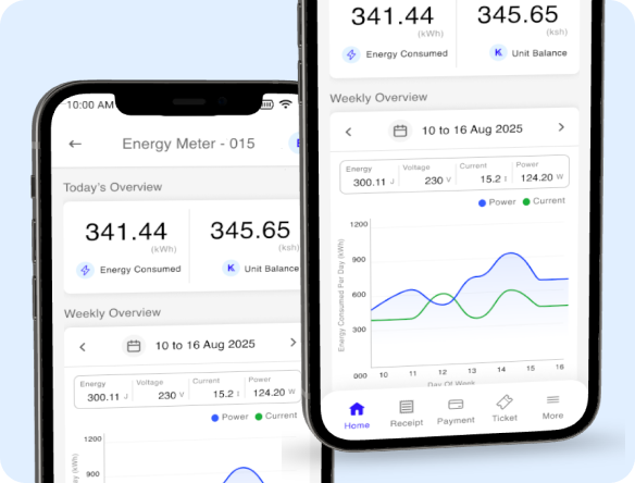 Smart Meter energy dashboard on two phones
