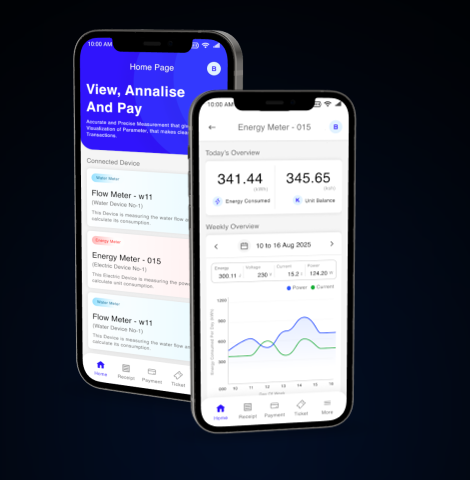 Smart Meter mobile app on two phones
